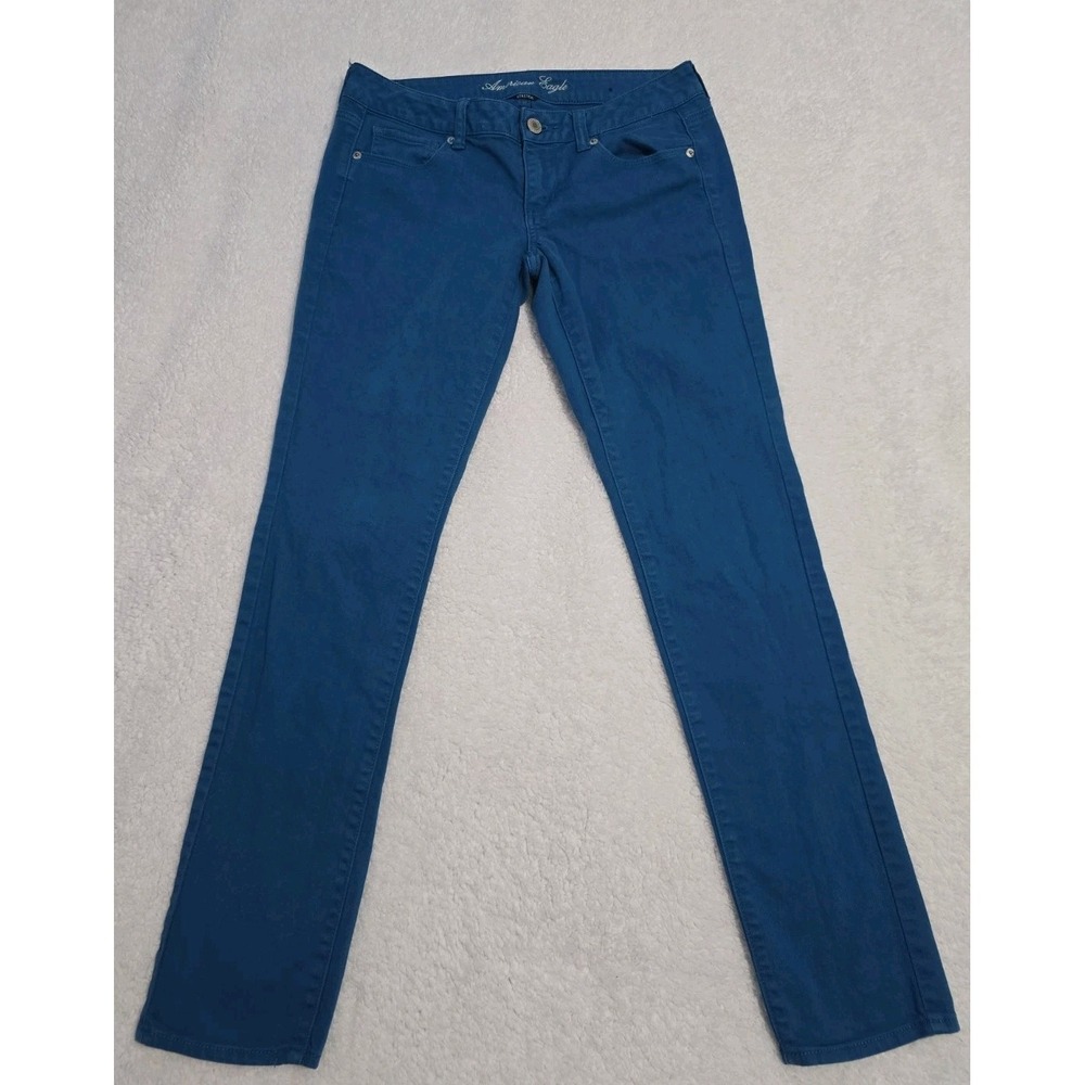 American Eagle Jeans Womens 8 Teal Skinny Stretch Mid Rise